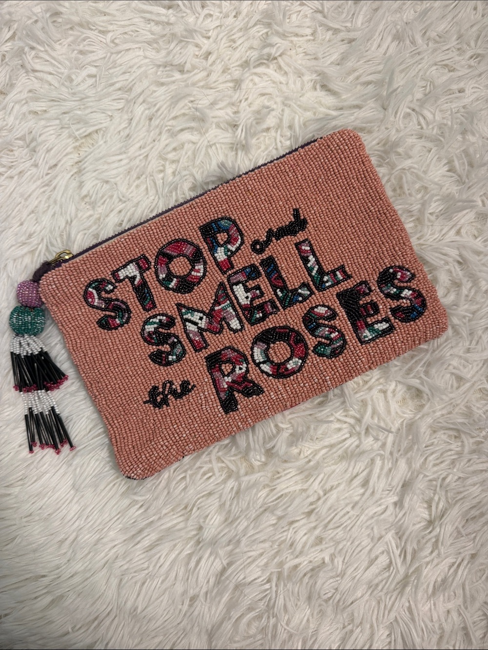 Anthropologie Stop and Smell the Roses Beaded Clutch